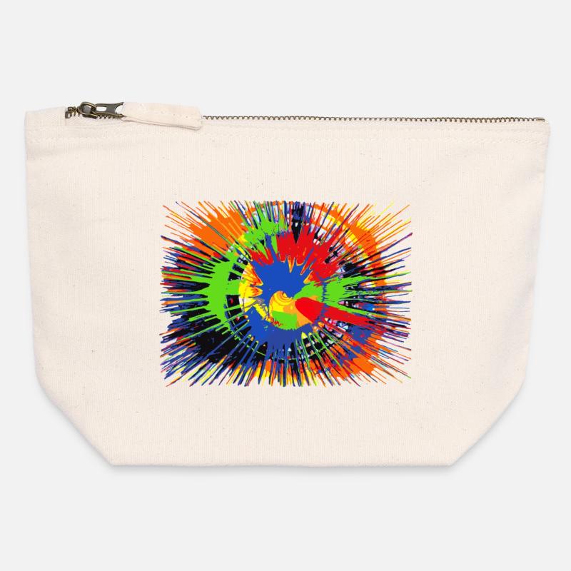 Macchie di colore - Pochette in tela con zip 12 x 13 cm - bianco naturale