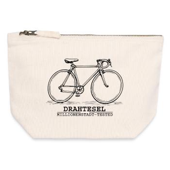 Vélo - Pochette zippée en toile 12 x 13 cm - blanc naturel - Devant