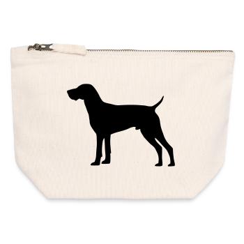 Chien de chasse allemand Shorthair - Pochette zippée en toile 12 x 13 cm - blanc naturel - Devant