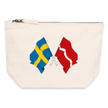 Sweden flag, Latvia flag - Canvas Zip Pouch 12 x 13 cm - nature - Front