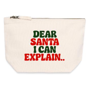 Dear Santa I Can Explain - Canvas Zip Pouch 12 x 13 cm - nature - Front