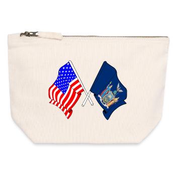USA and state of New York flag crossed - Canvas Zip Pouch 12 x 13 cm - nature - Front