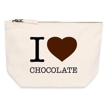 J’AIME LE CHOCOLAT Schokolade - Pochette zippée en toile 12 x 13 cm - blanc naturel - Devant