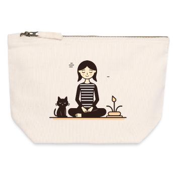 Entspannung mit Katze - Canvas Reißverschluss-Täschchen (12 x 13 cm) - Naturweiß - Vorne