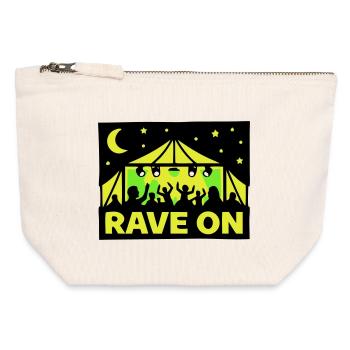 Rave On Festival Tent Techno Party Crew - Canvas Zip Pouch 12 x 13 cm - nature - Front