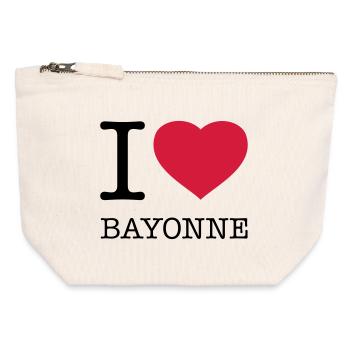 I LOVE BAYONNE France Frankreich - Pochette zippée en toile 12 x 13 cm - blanc naturel - Devant