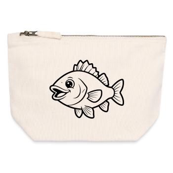 Süßer Barsch Fisch Comic Ausmalen - Canvas Reißverschluss-Täschchen (12 x 13 cm) - Naturweiß - Vorne