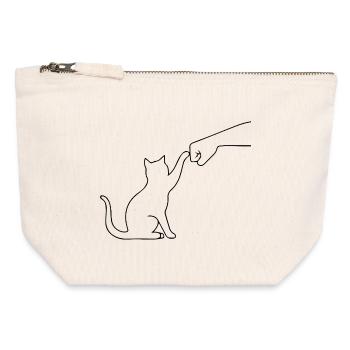 Patte de chat drôle - Pochette zippée en toile 12 x 13 cm - blanc naturel - Devant