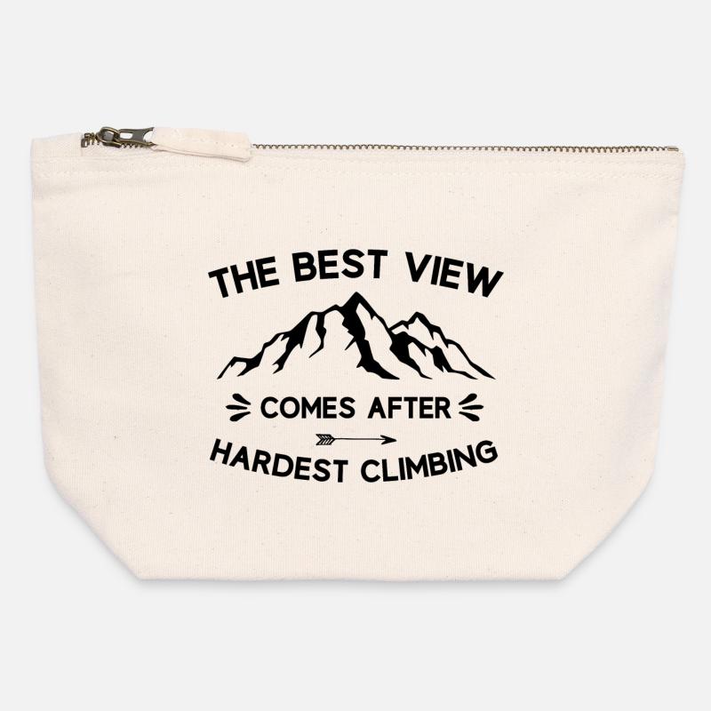 Mountains-The Best View Comes After Hardest Climbs - Canvas Zip Pouch 12 x 13 cm - nature