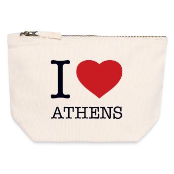 I LOVE ATHENS - Canvas Zip Pouch 12 x 13 cm - nature - Front