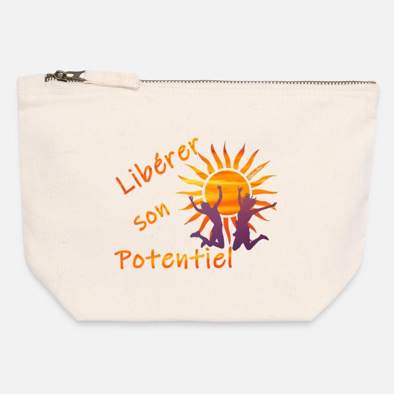 Libérer son potentiel - Pochette zippée en toile 12 x 13 cm - blanc naturel