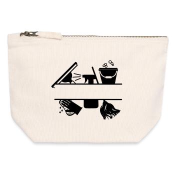 Cleaning tool logo transparent - Canvas Zip Pouch 12 x 13 cm - nature - Front