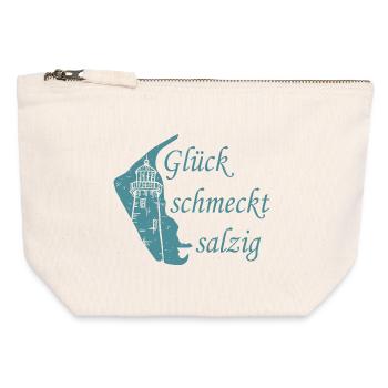Glück schmeckt salzig – Amrum Nordsee Insel Design - Canvas Reißverschluss-Täschchen (12 x 13 cm) - Naturweiß - Vorne