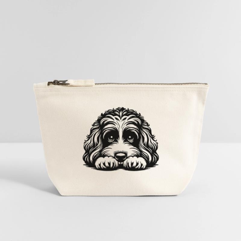 Cavapoo Head with Paws Canvas Zip Pouch 12 x 13 cm
