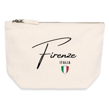Florence, Italie, design élégant de Florence - Pochette zippée en toile 12 x 13 cm - blanc naturel - Devant