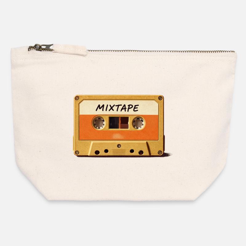 Mixtape Retro Kassette - Canvas Reißverschluss-Täschchen (12 x 13 cm) - Naturweiß