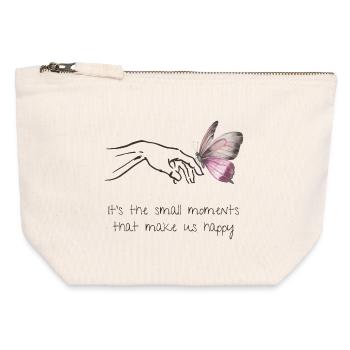 Kleine Momente - Glück - Achtsamkeit - Selbstliebe - Canvas Reißverschluss-Täschchen (12 x 13 cm) - Naturweiß - Vorne