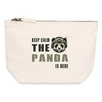 Taktischer Panda – Keep Calm - Canvas Reißverschluss-Täschchen (12 x 13 cm) - Naturweiß - Vorne