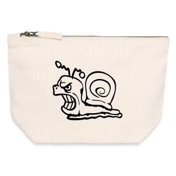 Schnecke Böse Wütend Angriff Zähne knirschen sauer - Canvas Reißverschluss-Täschchen (12 x 13 cm) - Naturweiß - Vorne