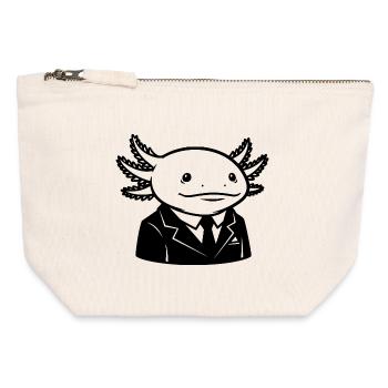Axolotl in a Suit – Business Tier Design - Canvas Zip Pouch 12 x 13 cm - nature - Front