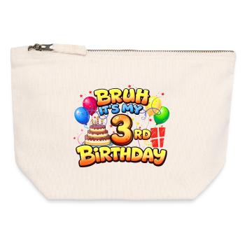 3rd birthday shirt 3rd birthday gift boy girl 3rd - Pochette zippée en toile 12 x 13 cm - blanc naturel - Devant