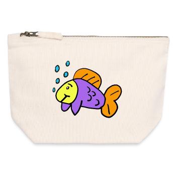 Fish Fish Kids Funny - Canvas Zip Pouch 12 x 13 cm - nature - Front