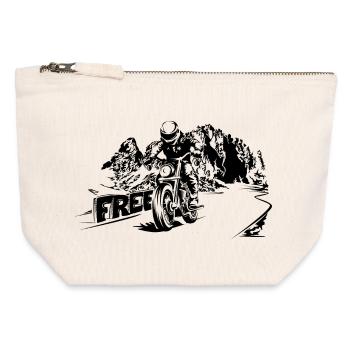 Motorbike Free Mountains Dolomites Biker Symbol Logo - Canvas Zip Pouch 12 x 13 cm - nature - Front