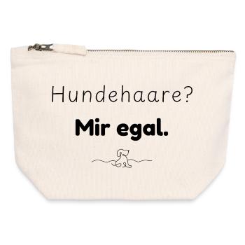 Hundehaare? Mir egal. Spruch für Hundemenschen - Canvas Reißverschluss-Täschchen (12 x 13 cm) - Naturweiß - Vorne