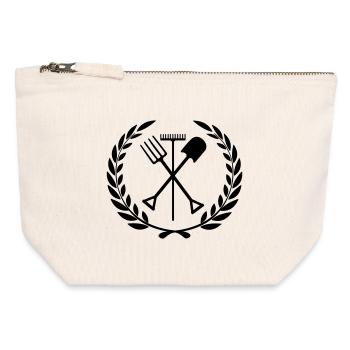 Garden tools rake, shovel, pitchfork - Canvas Zip Pouch 12 x 13 cm - nature - Front
