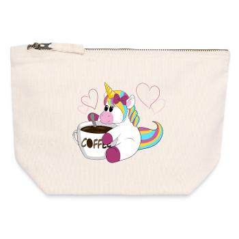 Magie du Café de Licorne Arc-en-ciel - Pochette zippée en toile 12 x 13 cm - blanc naturel - Devant
