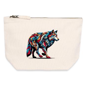 Wolf - Canvas Reißverschluss-Täschchen (12 x 13 cm) - Naturweiß - Vorne
