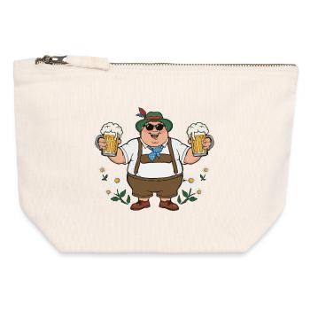 Bavarian Beer Friend Munich Mugs Lederhosen - Canvas Zip Pouch 12 x 13 cm - nature - Front