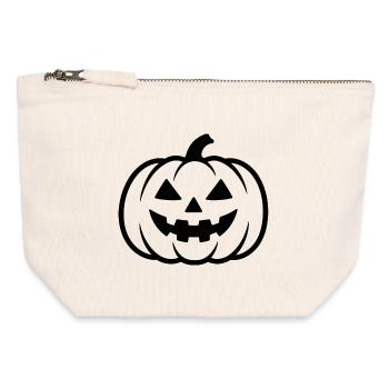 Halloween Pumpkin Face Silhouette - Canvas Zip Pouch 12 x 13 cm - nature - Front