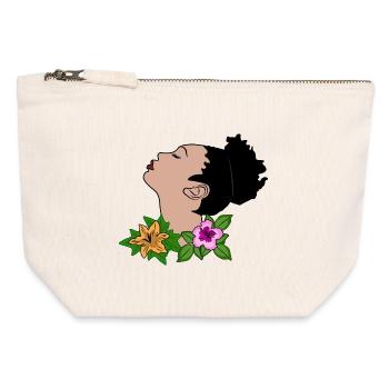 Portrait vectoriel - Pochette zippée en toile 12 x 13 cm - blanc naturel - Devant