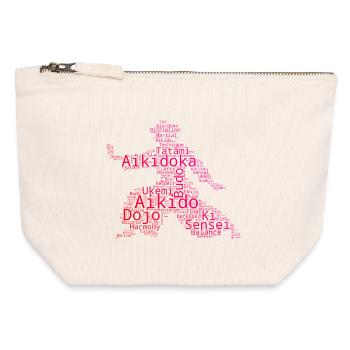 The Aikido students and Aikido fit together - Canvas Zip Pouch 12 x 13 cm - nature - Front