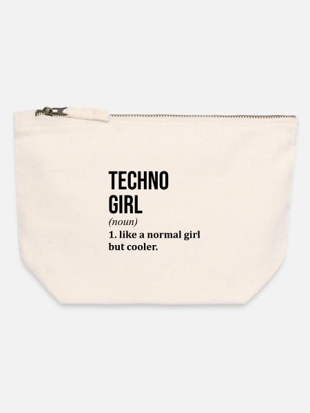 Techno Techno Techno - Canvas Reißverschluss-Täschchen (12 x 13 cm) - Naturweiß