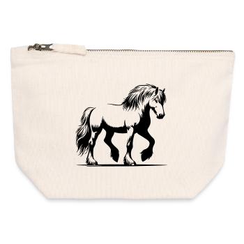 Cheval poney islandais cheval islandais - Pochette zippée en toile 12 x 13 cm - blanc naturel - Devant