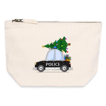 Polizeiauto Police Weihnachten schwarz - Canvas Reißverschluss-Täschchen (12 x 13 cm) - Naturweiß - Vorne