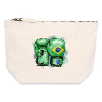 Brasil Boxen Brasilien Boxhandschuhe - Canvas Reißverschluss-Täschchen (12 x 13 cm) - Naturweiß - Vorne