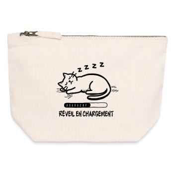 Sleeping cat, alarm clock charging - Canvas Zip Pouch 12 x 13 cm - nature - Front