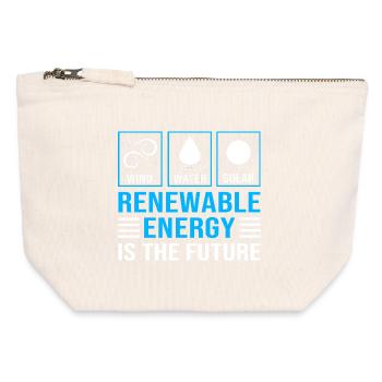 Énergies renouvelables, cellules solaires, photovoltaïque - Pochette zippée en toile 12 x 13 cm - blanc naturel - Devant
