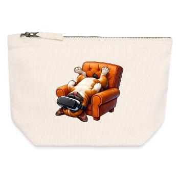 Gamer Hund mit VR Brille - Canvas Reißverschluss-Täschchen (12 x 13 cm) - Naturweiß - Vorne