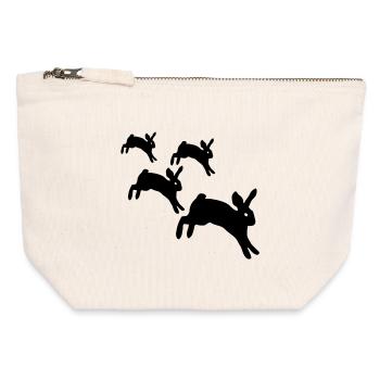 Lapins sautant - Pochette zippée en toile 12 x 13 cm - blanc naturel - Devant