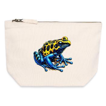 Frosch - Canvas Reißverschluss-Täschchen (12 x 13 cm) - Naturweiß - Vorne