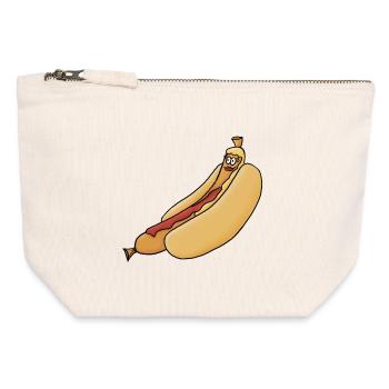 entspannte Bockwurst im Brötchen - Canvas Reißverschluss-Täschchen (12 x 13 cm) - Naturweiß - Vorne