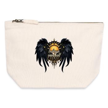 Croyez en vous, une lettre - Pochette zippée en toile 12 x 13 cm - blanc naturel - Devant
