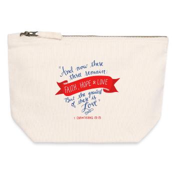 Foi, espérance et amour 2 - Pochette zippée en toile 12 x 13 cm - blanc naturel - Devant