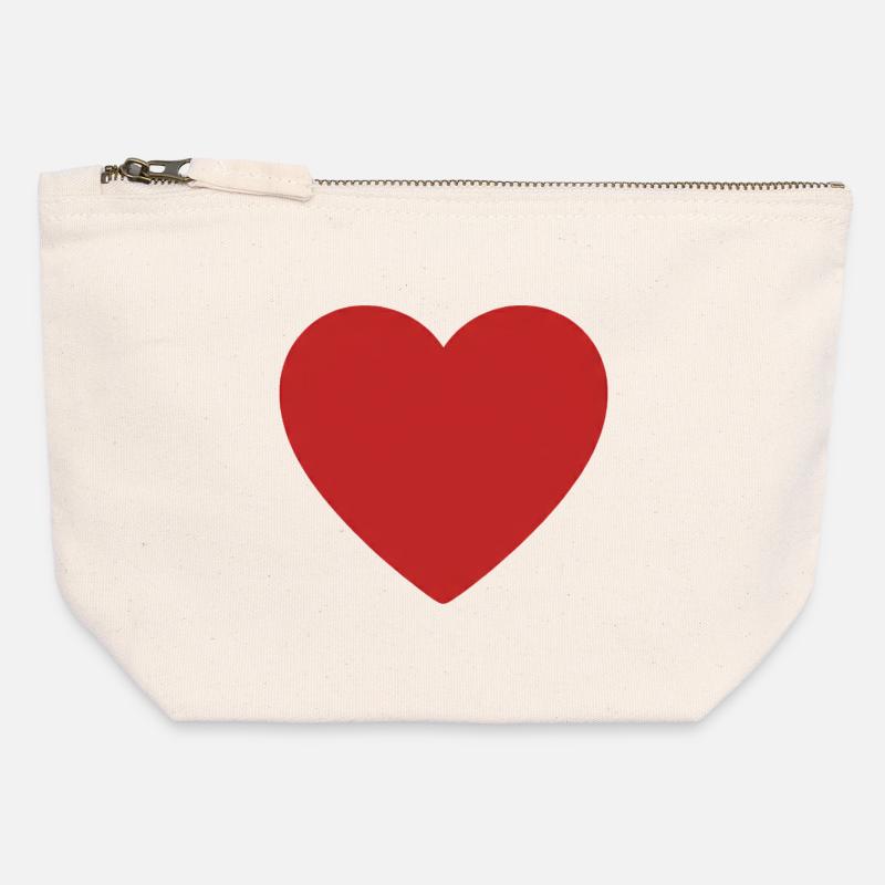 Red Heart Icon Print - Canvas Zip Pouch 12 x 13 cm - nature