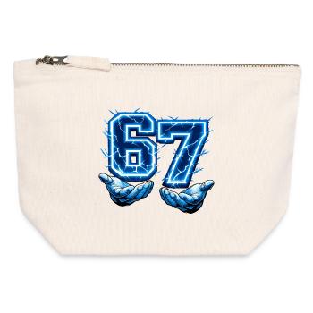 67 Six Seven Meme Gen Alpha Drôle - Pochette zippée en toile 12 x 13 cm - blanc naturel - Devant