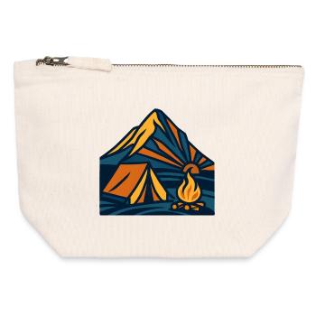 Mountain Tent Campfire Evening - Canvas Zip Pouch 12 x 13 cm - nature - Front